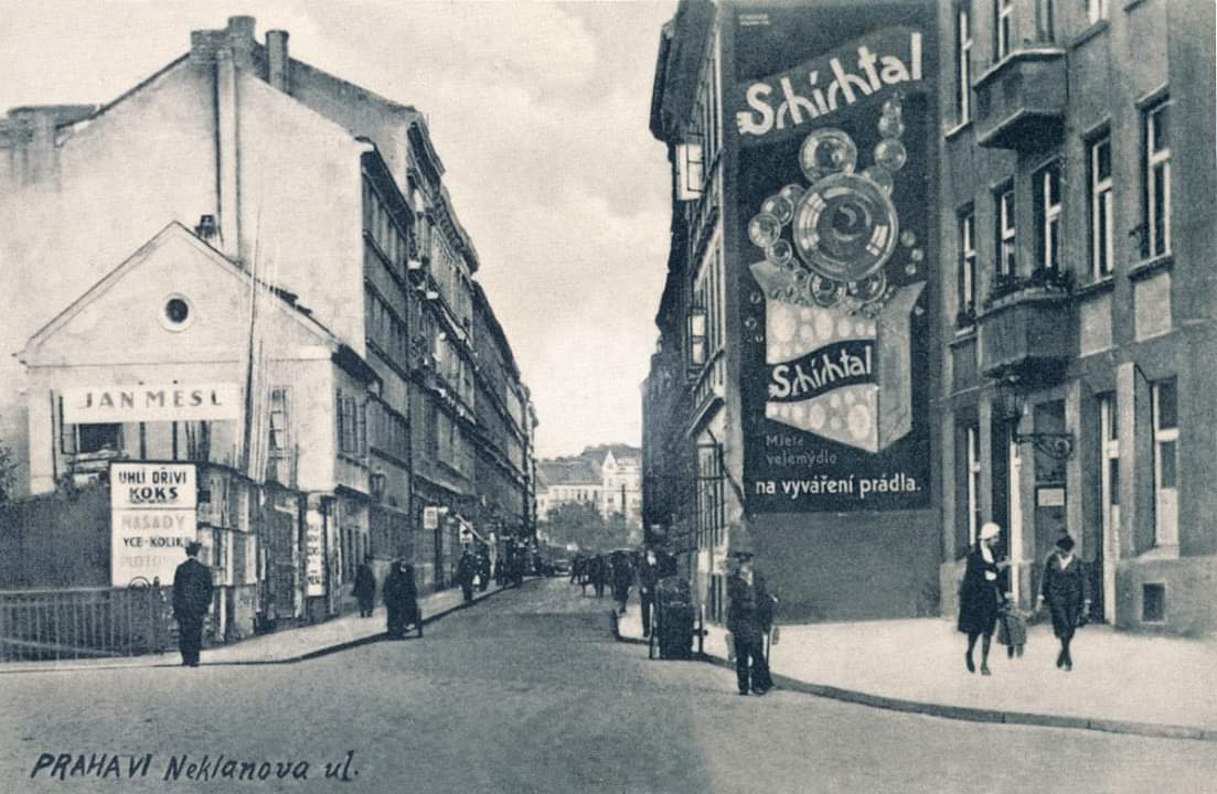 Historic photograph of Neklanova street in Prague